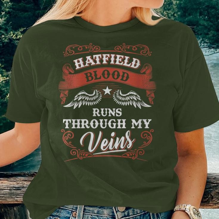 Hatfield Blood Runs Through My Veins Family Christmas Women T-shirt Gifts for Her