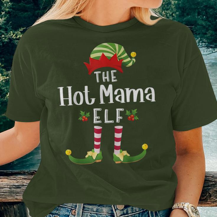Hot Mama Christmas Elf Matching Pajama X-Mas Party Women T-shirt Gifts for Her