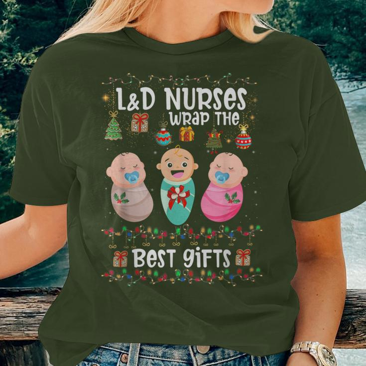 L&D Labor And Delivery Nurses Wrap The Best Christmas Women T-shirt Gifts for Her