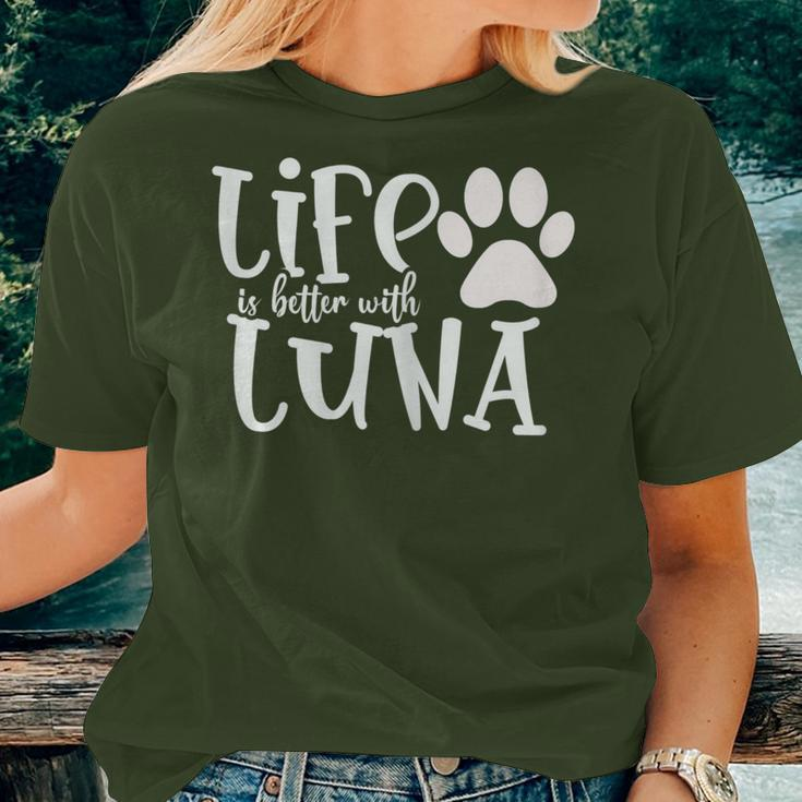 Life Is Better With Luna Pet Dog Owner Christmas Mom Women T-shirt Gifts for Her