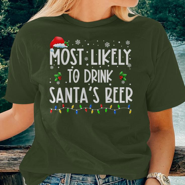 Most Likely To Drink Santa's Beer Christmas Women T-shirt Gifts for Her
