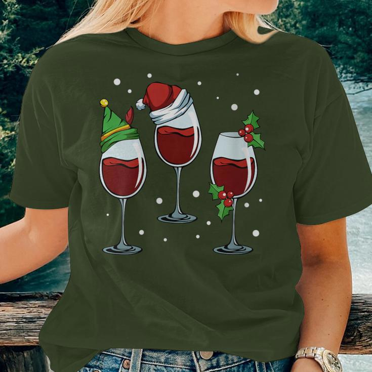 Merry Christmas Wine Lover Red White Alcoholic Drink Grapes Women T-shirt Gifts for Her
