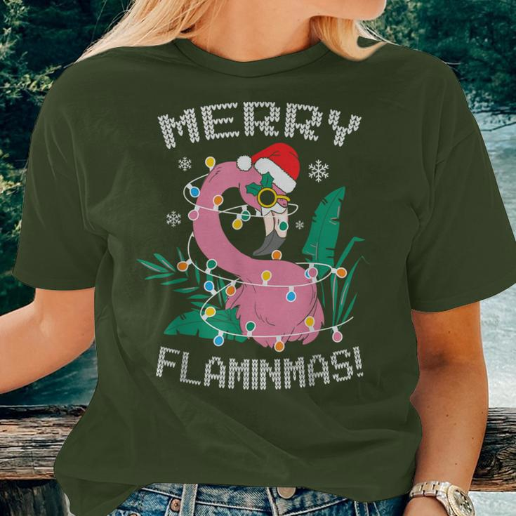 Merry Flaminmas Flamingo Lover Christmas Holiday Season Women T-shirt Gifts for Her