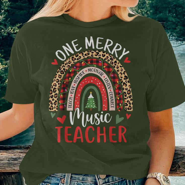 One Merry Music Teacher Rainbow Christmas Musician Women T-shirt Gifts for Her
