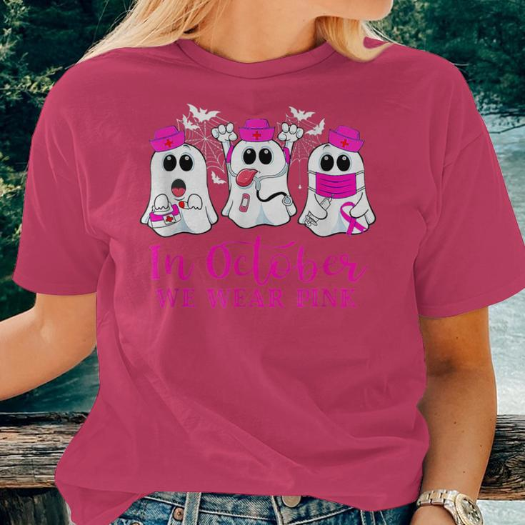 In October We Wear Pink Boos Nurse Breast Cancer Awareness Women T-shirt Gifts for Her