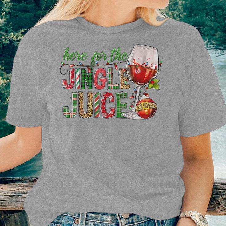 Here For The Jingle Juice Wine Lover Christmas Day Xmas Women T-shirt Gifts for Her