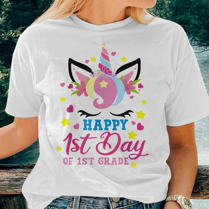 1St Grade Cute Unicorn Girls Happy First Day Of School Women T-shirt Gifts for Her
