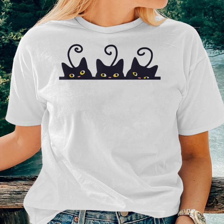 3 Black Cats Cat Lovers Girl Boy Cat Women T-shirt Gifts for Her