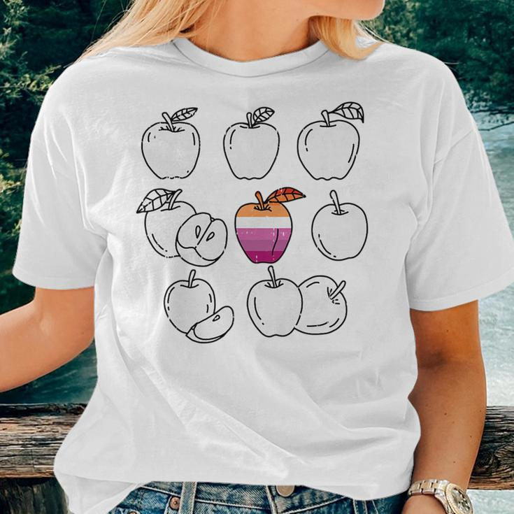 Apple Picking Lesbian Lgbt-Q Retro Pride Flag Fruit Women T-shirt Gifts for Her