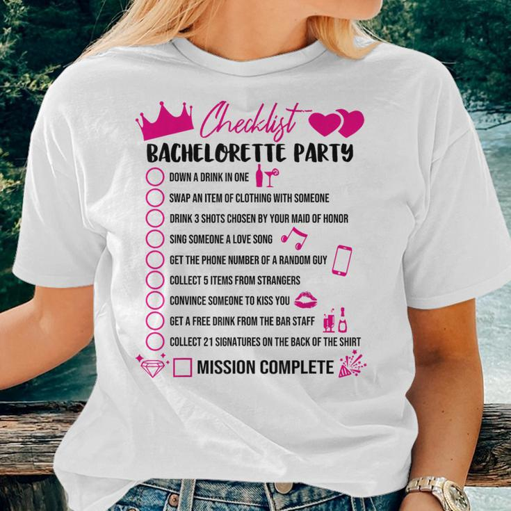 Bachelorette Party Checklist Game Girls Night Out Bride Fun Women T-shirt Gifts for Her