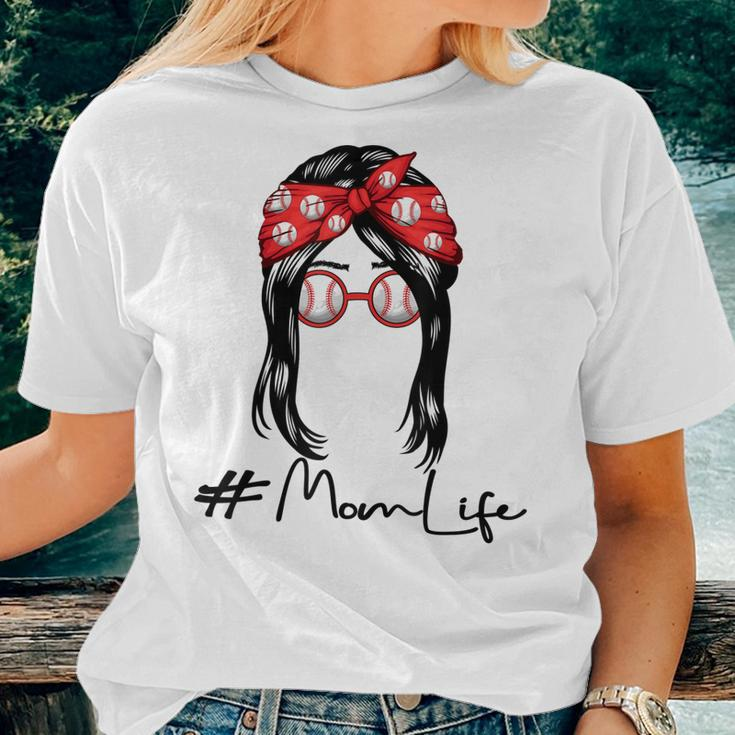 Baseball Mom For Women Messy Bun Women T-shirt Gifts for Her