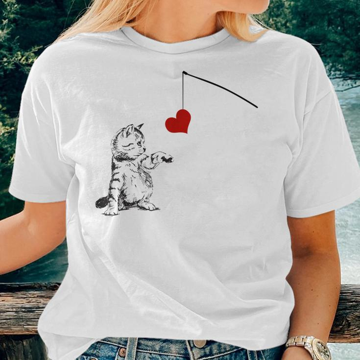 Cat Lovely Play Fishing Pole Cat Toys For Cat Dad Cat Mom Women T-shirt Gifts for Her