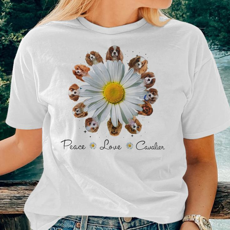 Cavalier Dogs Peace Love Daisy Dog Mom Cavalier Dogs Women T-shirt Gifts for Her