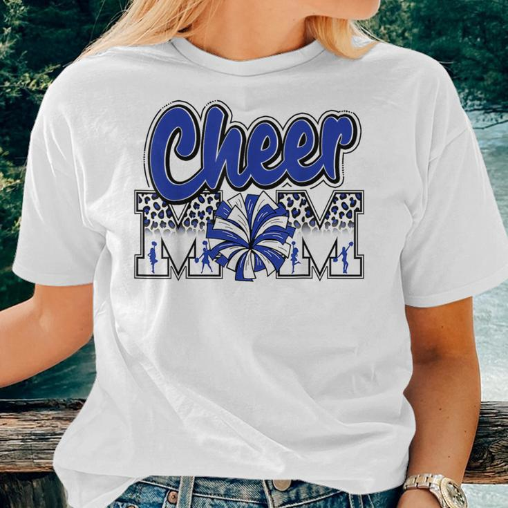 Cheer Mom Blue Leopard Letters Cheer Pom Poms Women T-shirt Gifts for Her