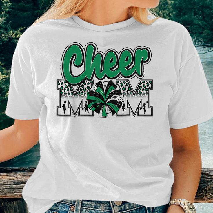 Cheer Mom Green Black White Leopard Letters Cheer Pom Poms Women T-shirt Gifts for Her