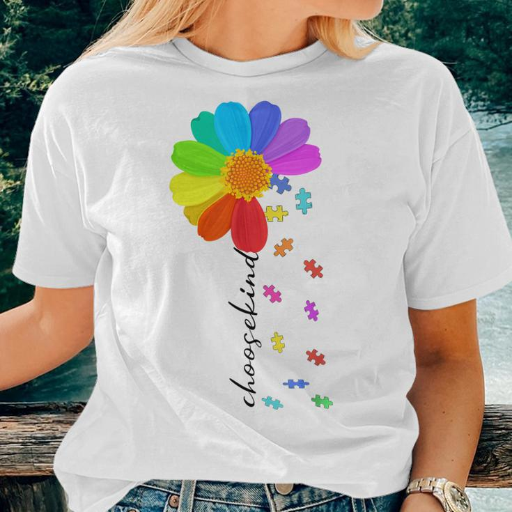 Choose Kind Autism Awareness Daisy Flower Costume Puzzle Women T-shirt Gifts for Her