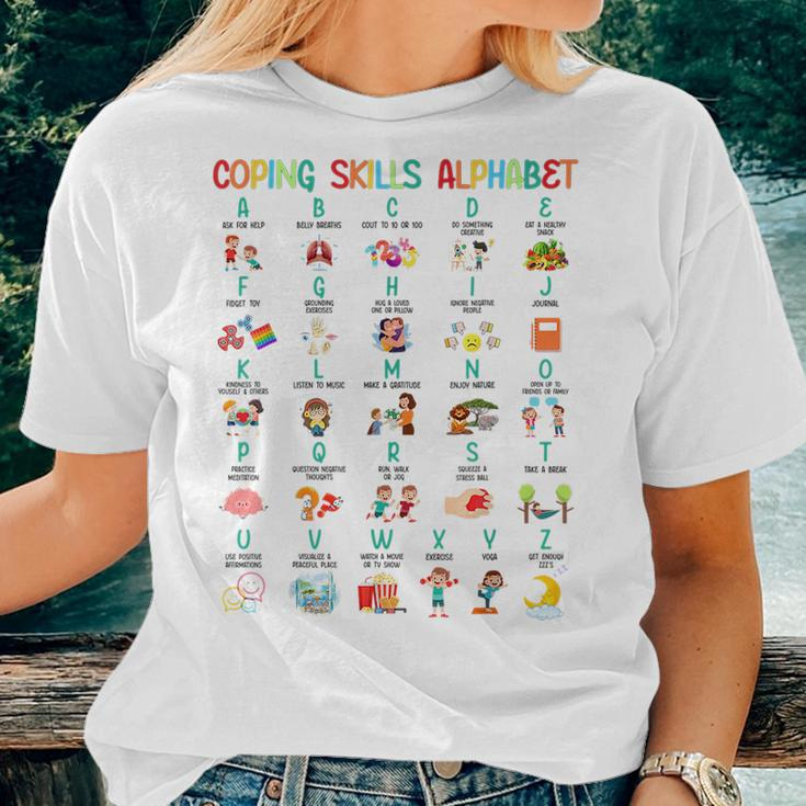 Coping Skills Alphabet Teachers Mental Health Awareness Day Women T-shirt Gifts for Her