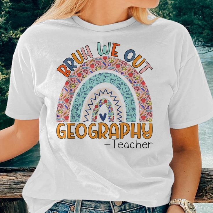 Cute Bruh We Out Teachers Summer Geography Teacher Rainbow Women T-shirt Gifts for Her