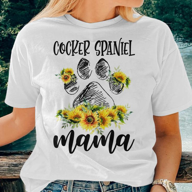 Cute Cocker Spaniel Mama Sunflower Dog Mom Women T-shirt Gifts for Her