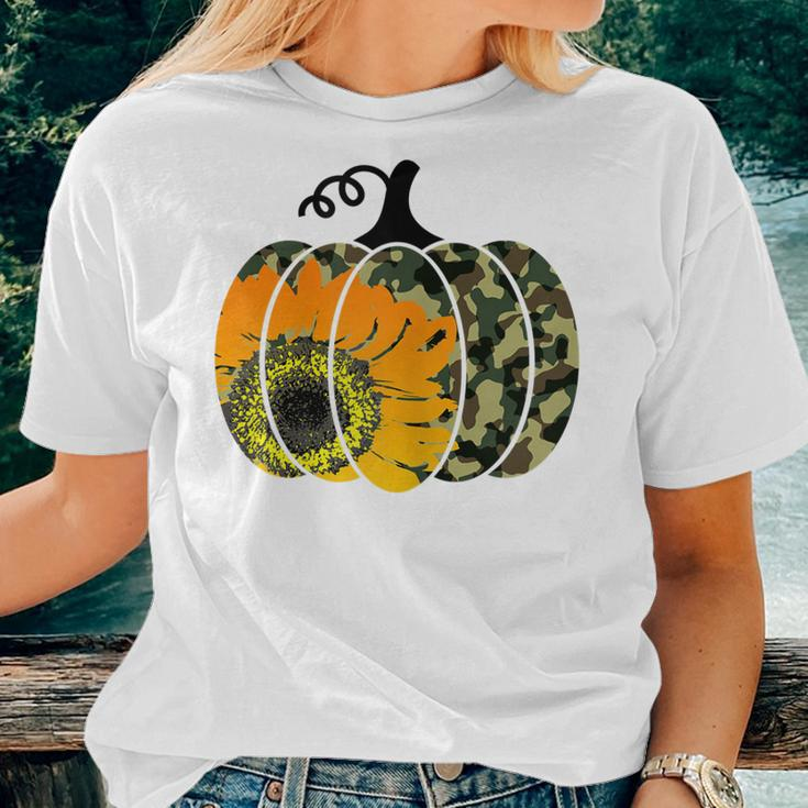 Cute Thanksgiving For Wife Pumpkin Camouflage Sunflower Women T-shirt Gifts for Her