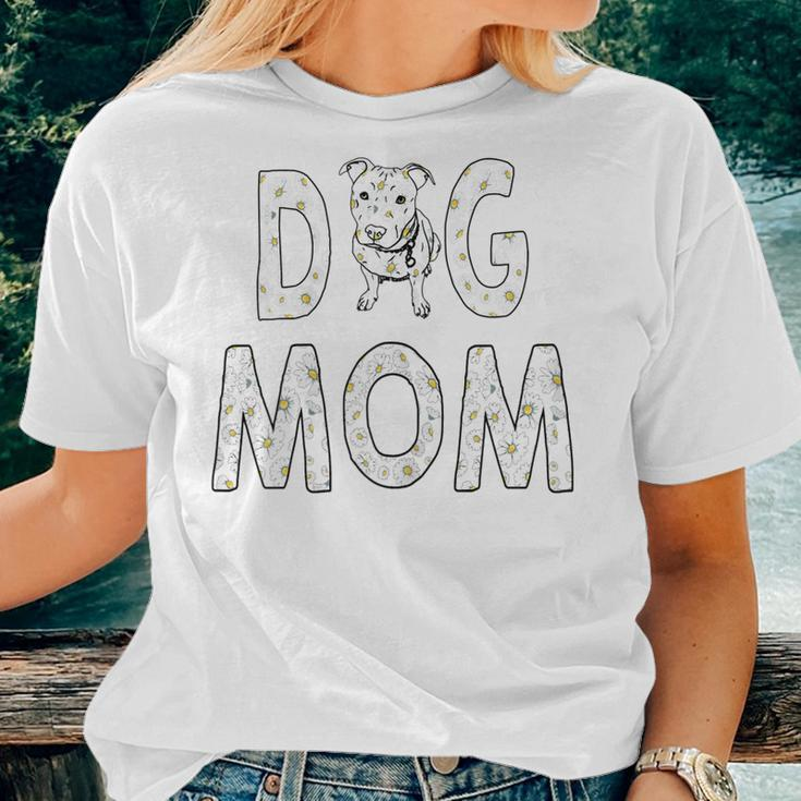 Dog Mom Pitbull With Daisy Pitbull Mom Women T-shirt Gifts for Her