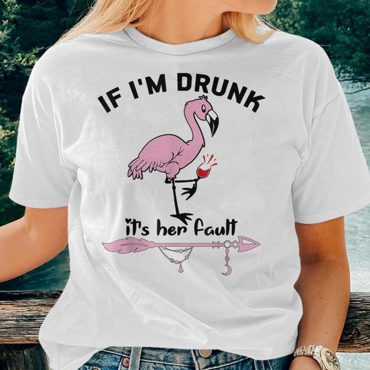 If Im Drunk Its Her Fault Cute Flamingo Best Friends Women T-shirt Gifts for Her