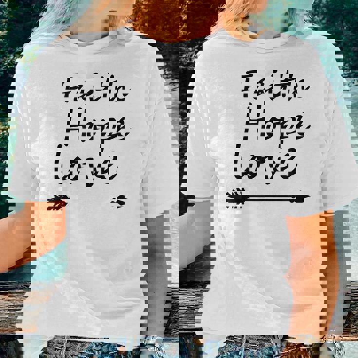 Faith Boho Style Hope Love Boho Arrows Faith Women T-shirt Gifts for Her