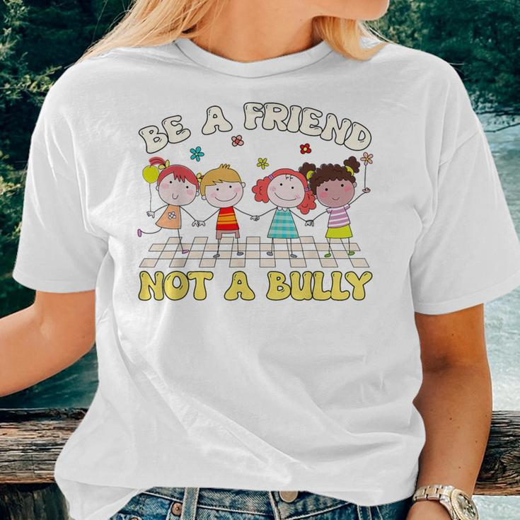 Be A Friend Not A Bully Groovy No Bullying Unity Day Orange Women T-shirt Gifts for Her