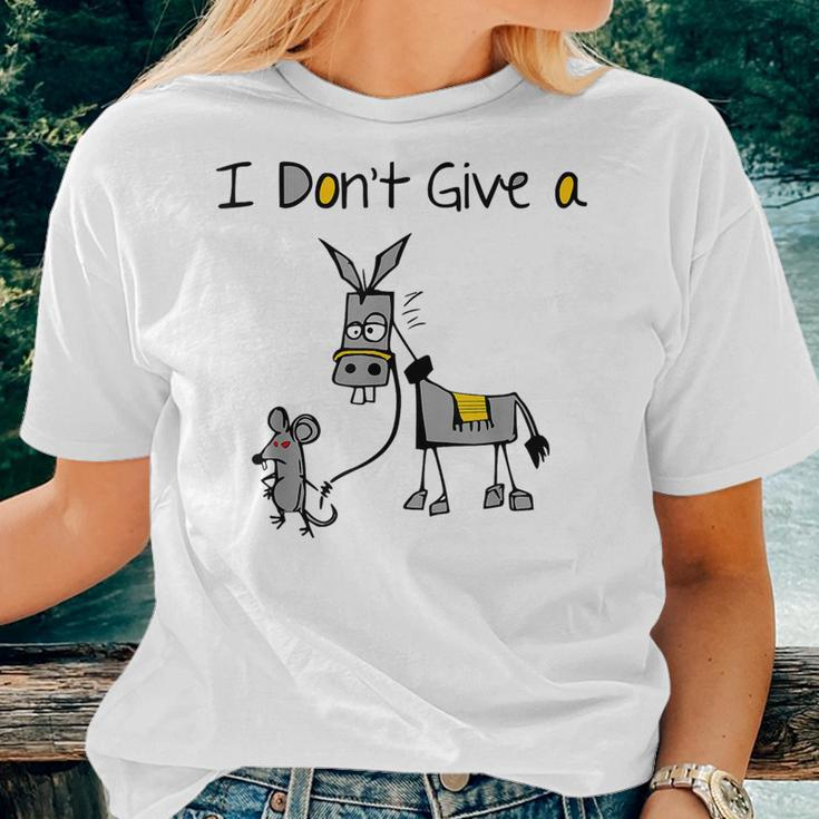 Mouse Walking A Donkey I Don't Give Rats Ass Mouse Women T-shirt Gifts for Her
