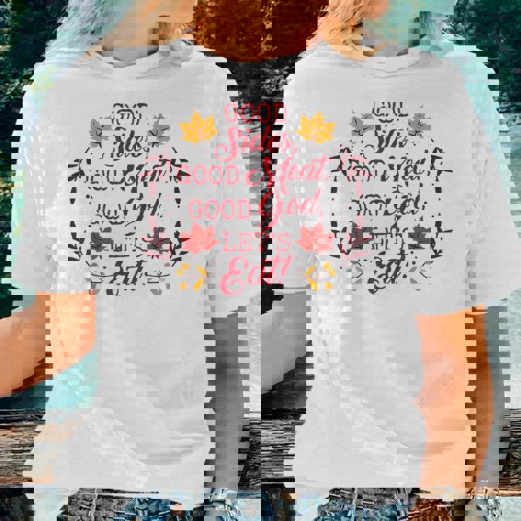 Ggt Good Sides Good Meat Good God Lets Eat Thanksgiving Women T-shirt Gifts for Her Ggt Good Sides Good Meat Good God Lets Eat Thanksgiving Women T-shirt Gifts for Her