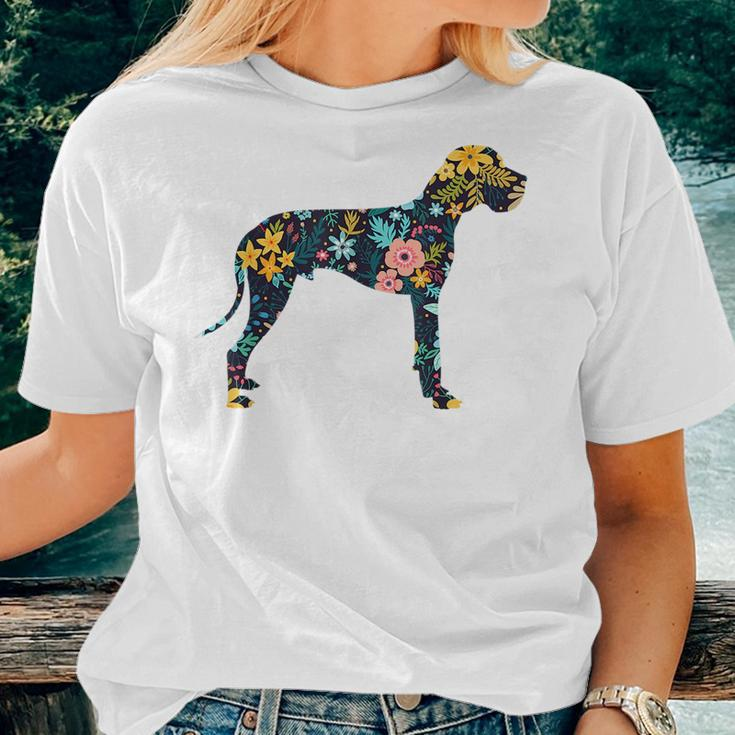 Great Dane Floral Dog Silhouette Graphic Women T-shirt Gifts for Her