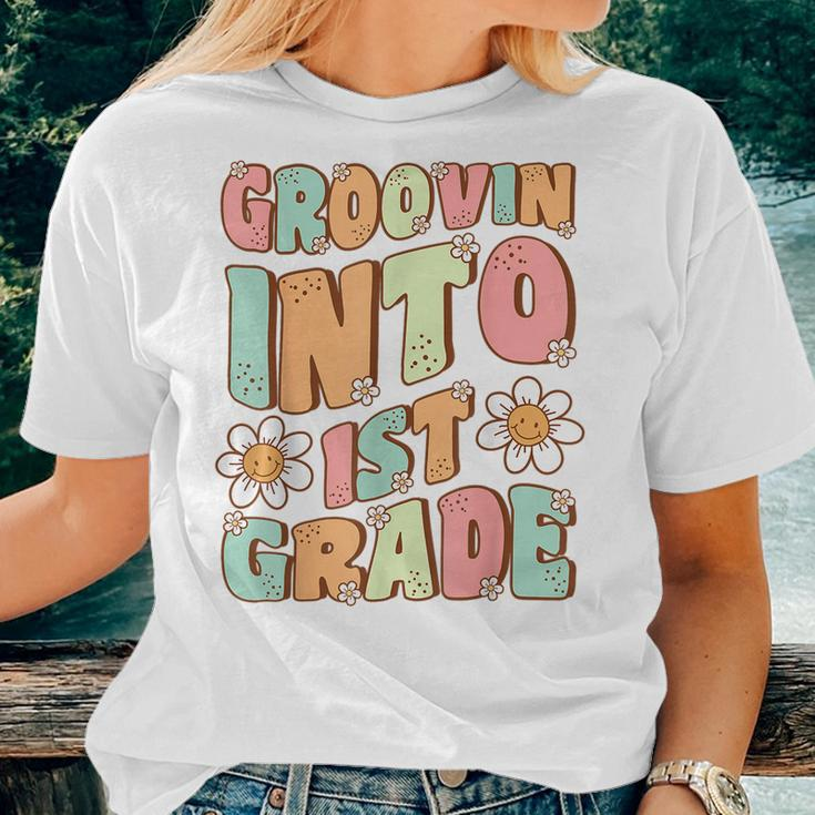 Groovin Into 1St Grade Cute Groovy First Day Of 1St Grade Women T-shirt Gifts for Her