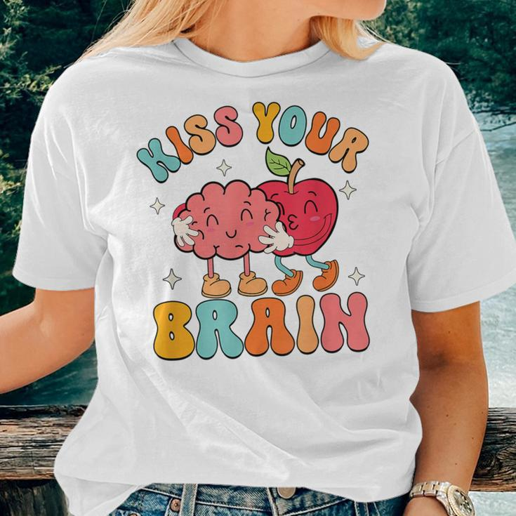 Groovy Teacher Kiss Your Brain Teachers Love Brains Women T-shirt Gifts for Her