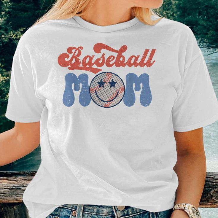 Hippie Face Baseball Mom Game Day Retro Groovy Women T-shirt Gifts for Her