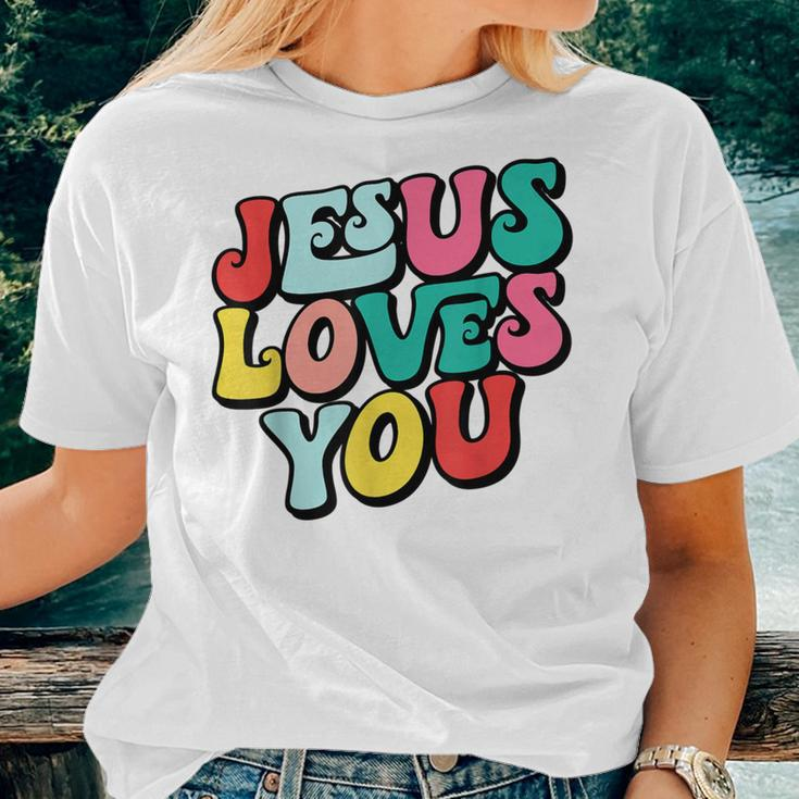 Jesus Loves You Retro Vintage Style Graphic Womens Women T-shirt Gifts for Her