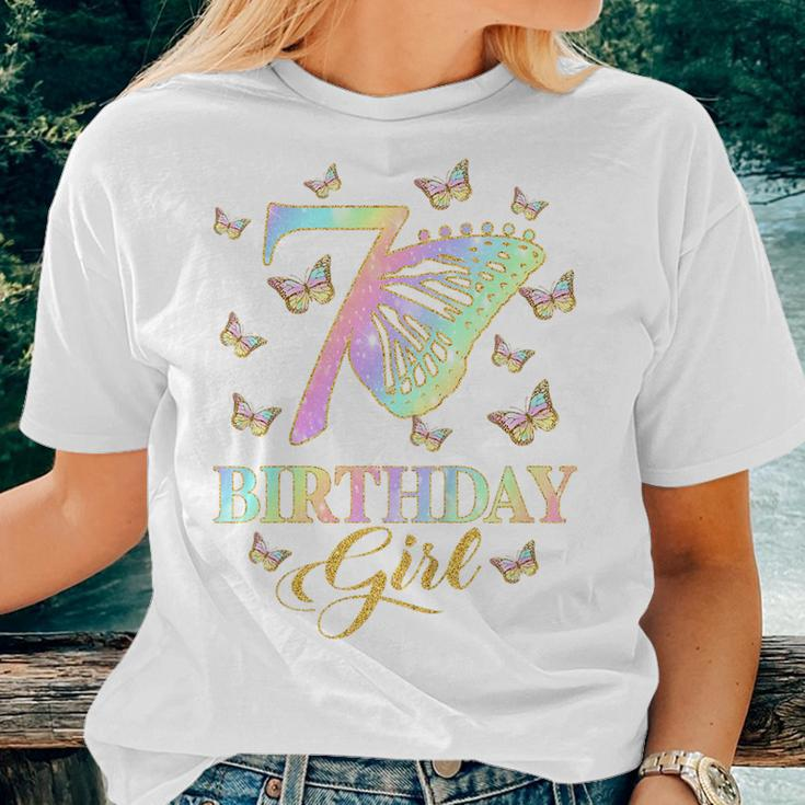 Kids Butterfly 7Th Birthday Outfit 7 Year Old Girl Kids Cute Women T-shirt Gifts for Her