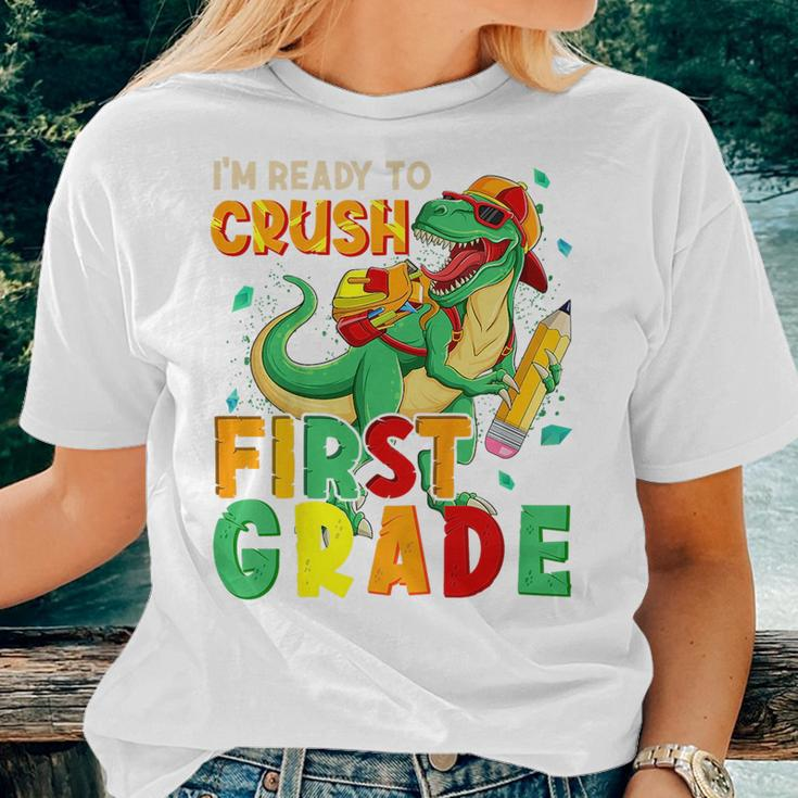 Kids Im Ready To Crush First Grade Back To School Dinosaur Women T-shirt Gifts for Her