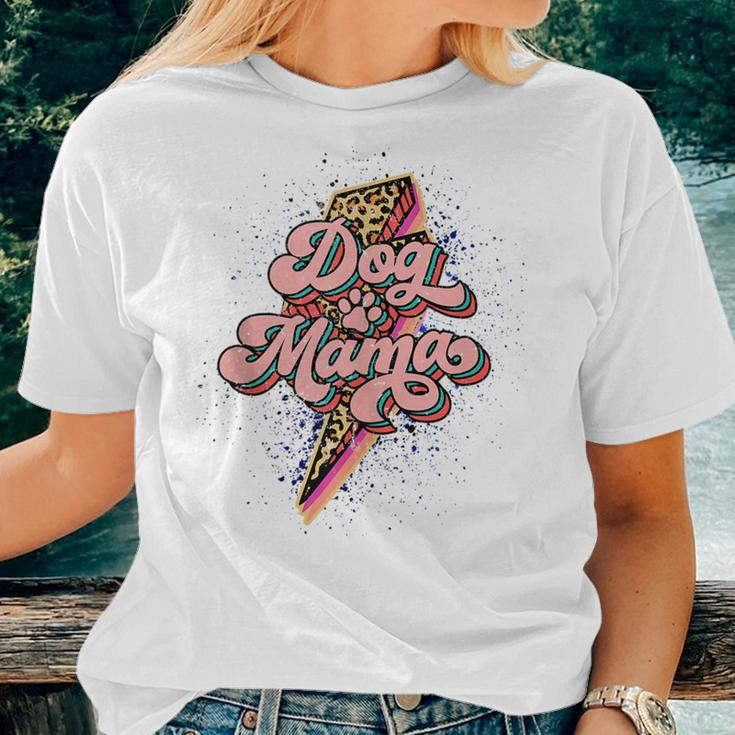 Leopard Dog Paws Lightning Bolt Dog Mama Western Country Mom For Mom Women T-shirt Crewneck Gifts for Her
