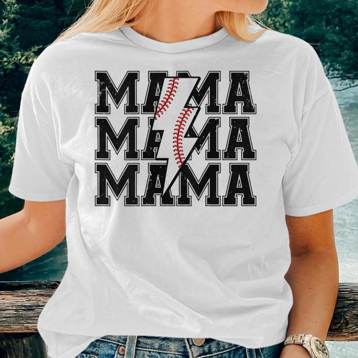 Lightning Bolt Mama Softball Baseball Sport Mom Mother's Day Women T-shirt Gifts for Her