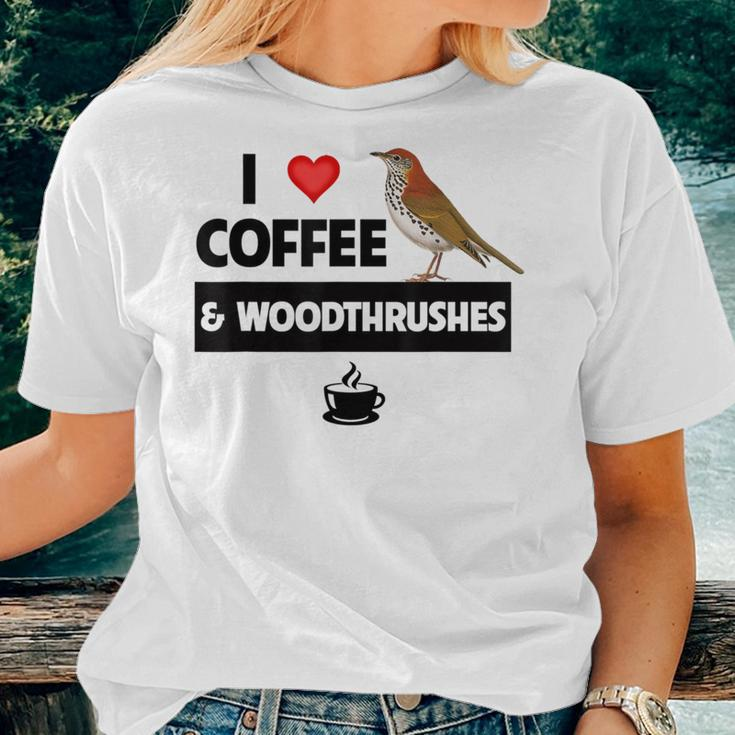 I Love Coffee And Wood Thrushes Washington DC State Bird Women T-shirt Gifts for Her