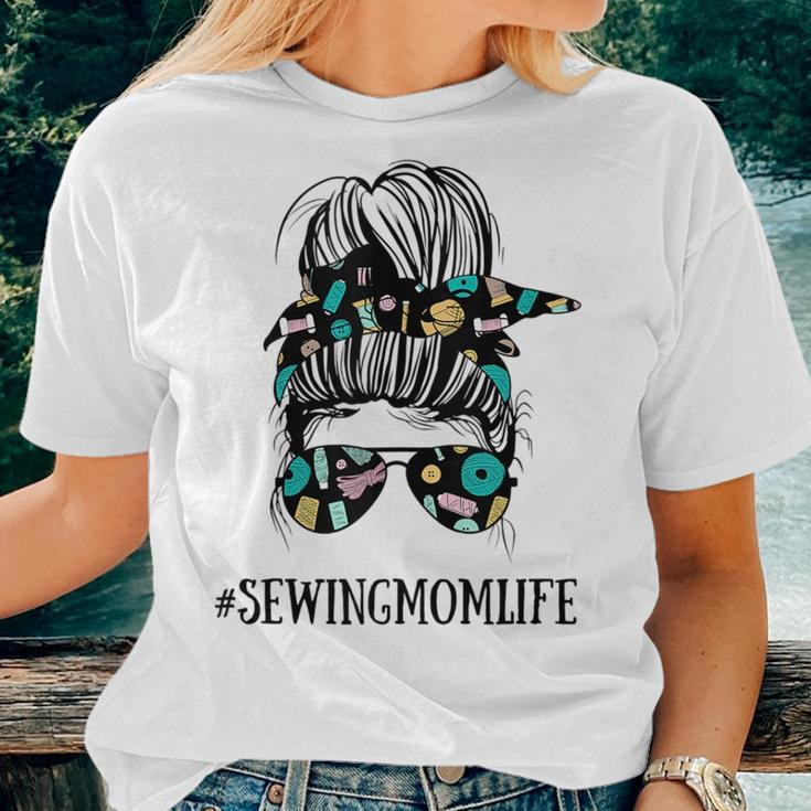Messy Bun Life Of A Sewing Mom Quilting Mother Women T-shirt Gifts for Her