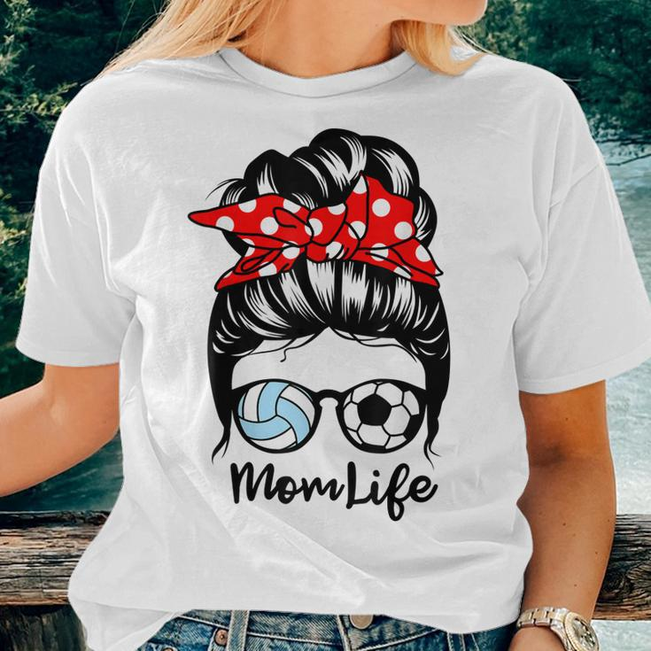 Mom Life Messy Bun Hair Volleyball Soccer Mom Women T-shirt Gifts for Her