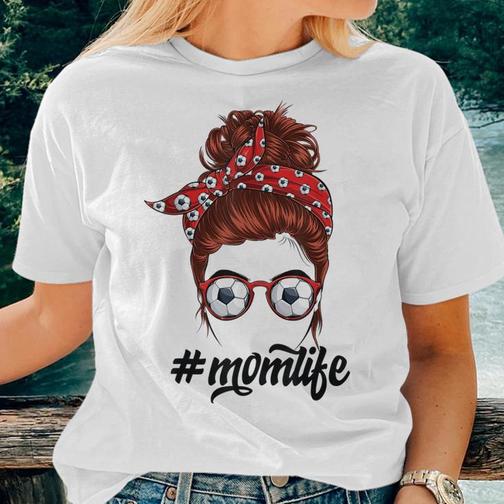 Mom Life Messy Bun Soccer Mom Women Team Women T-shirt Gifts for Her