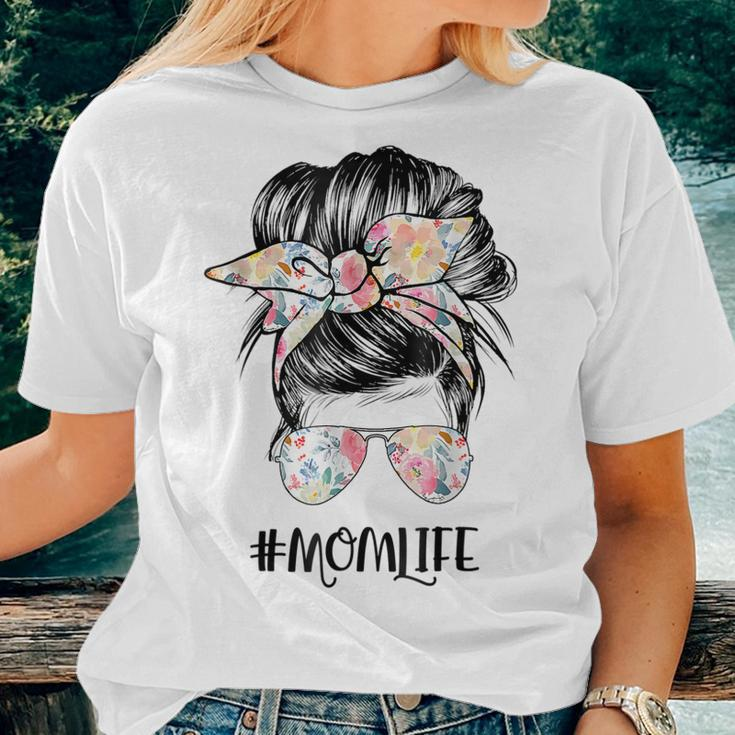 Mom Life Messy Hair Bun Women Women T-shirt Gifts for Her