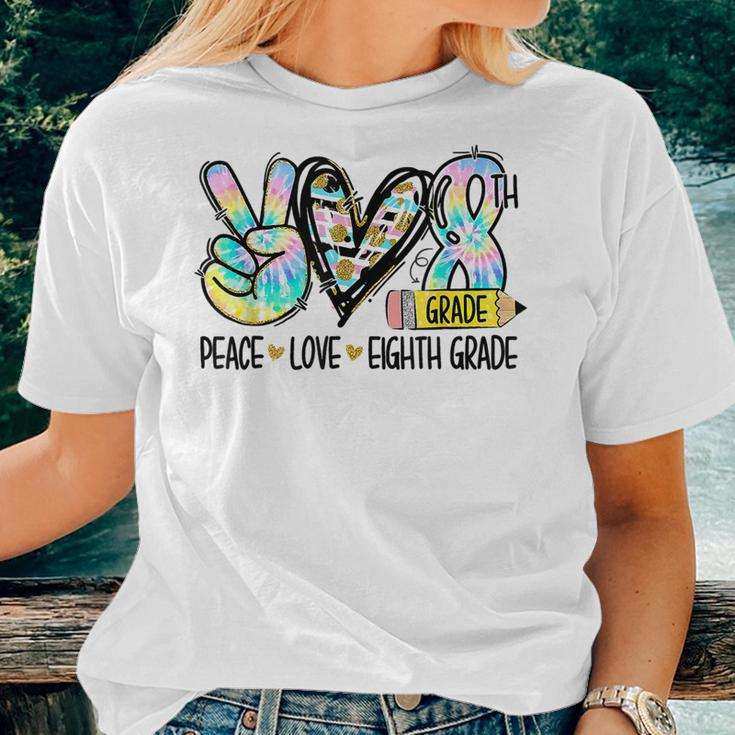 Peace Love Eighth Grade Tie Dye Student Teacher Women T-shirt Gifts for Her