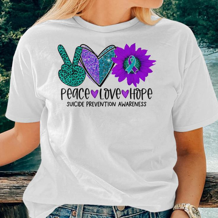 Peace Love Hope Suicide Prevention Awareness Ribbon Women T-shirt Gifts for Her