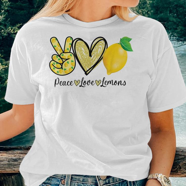 Peace Love Lemon Farmer Cocktails Lover Fruits Women T-shirt Gifts for Her