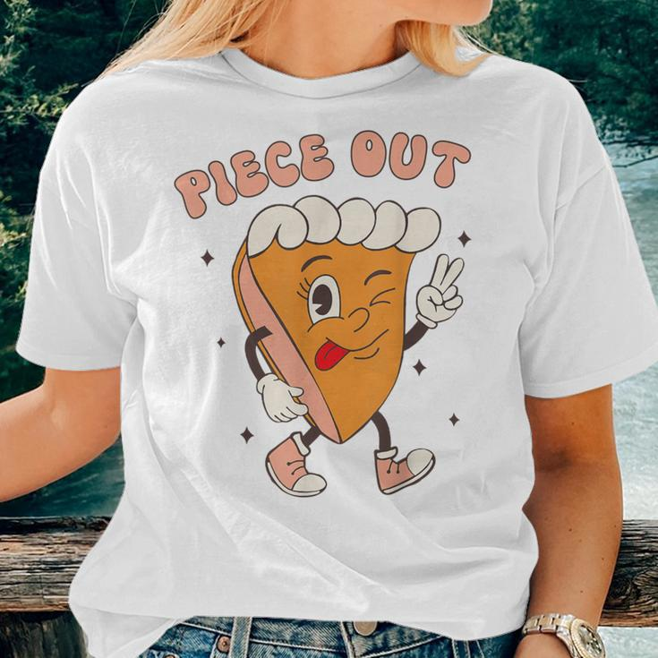 Piece Out Pumpkin Pie Retro Thanksgiving Fall Groovy Women T-shirt Gifts for Her