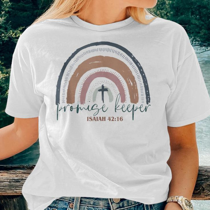 Promise Keeper Christian Bible Quote Boho Rainbow Women T-shirt Gifts for Her