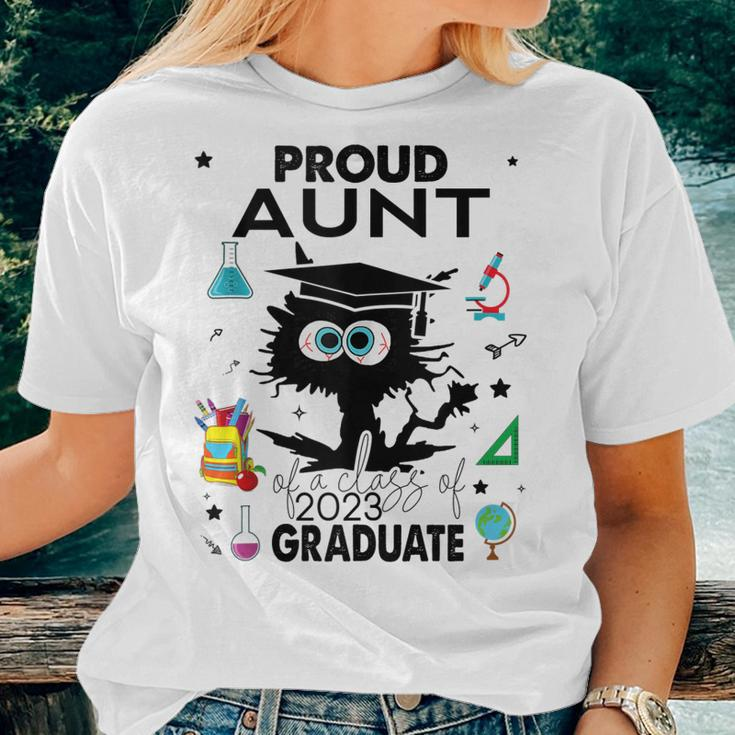 Proud Aunt Of A Class Of 2023 Graduate Cool Black Cat Women T-shirt Gifts for Her